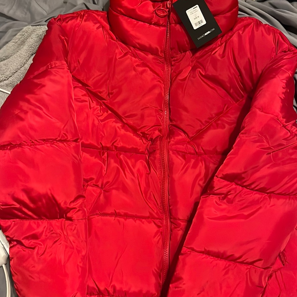 FashionNova size medium red puffer jacket